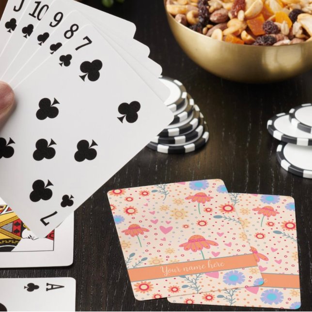 Fun Pretty Floral Custom Name Inspirivity  Playing Cards (Creator Uploaded)