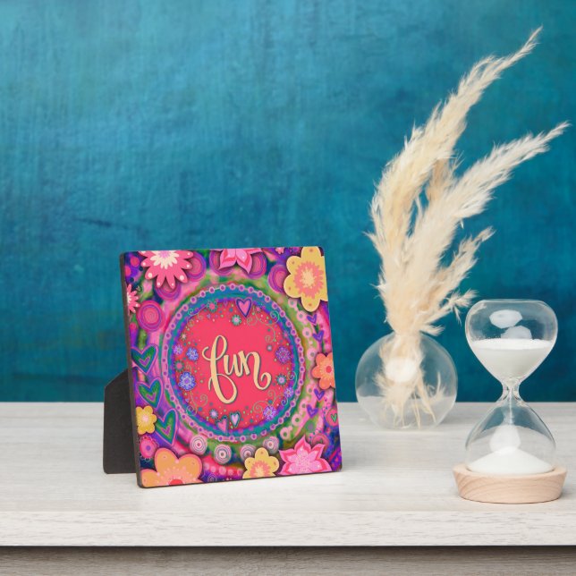 Fun Pretty Pink Floral Whimsical Inspirational Plaque (Insitu)