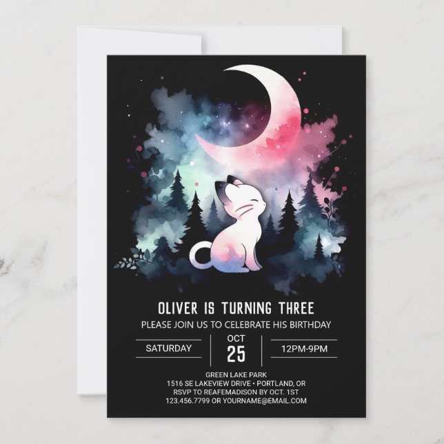 Fun Printable Cat Birthday  Invitation (Front)