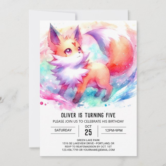 Fun Printable Fox Birthday Invitation (Front)