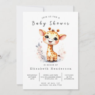 Fun Printable Giraffe Baby Shower Invitation