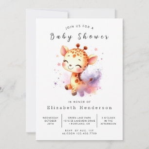 Fun Printable Giraffe Baby Shower  Invitation