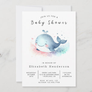 Fun Printable Whale Baby Shower Invitation