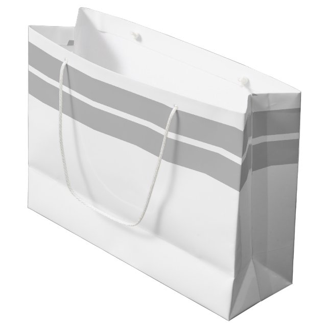 Fun Professional Grey Top Racing Stripes On White Large Gift Bag (Front Angled)
