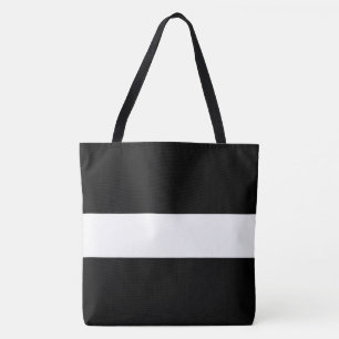 Fun Professional Wide Black White Nautical Stripes Tote Bag
