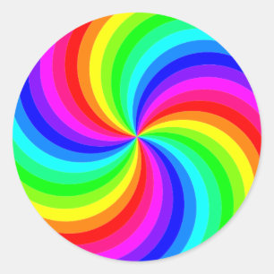 Fun psychedelic bright rainbow swirl pinwheel classic round sticker