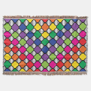 Fun Psychedelic Quatrefoil Print Pattern Throw Blanket