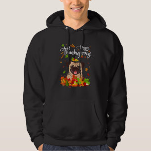Fun Pug Thanksgiving Autumn Dog Hoodie