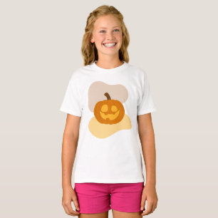 Fun Pumpkin & Abstract Blob Shape Halloween Girl's T-Shirt