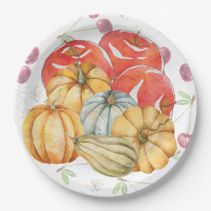 Fun Pumpkin and Apples Fall Season Paper Plate