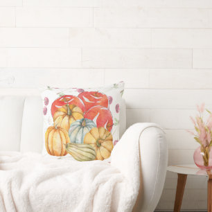 Fun Pumpkin and Apples Fall Season  Throw Pillow