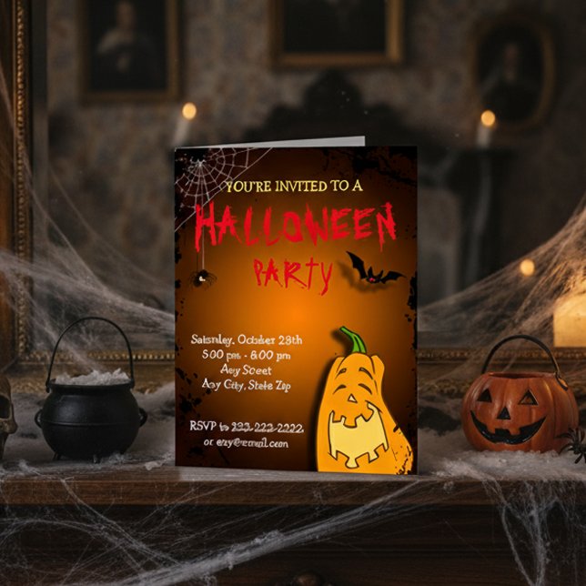 Fun Pumpkin Halloween Party Invite Card (Creator Uploaded)