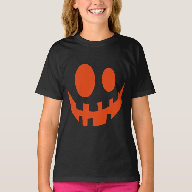 Fun Pumpkin Jack O Lantern Face Halloween T-Shirt (Front)