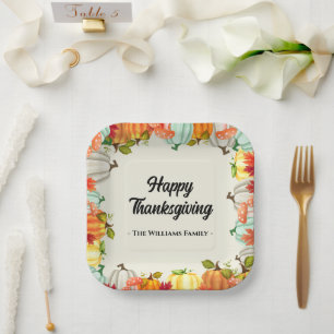 Fun Pumpkin Thanksgiving Dinner Paper Plate