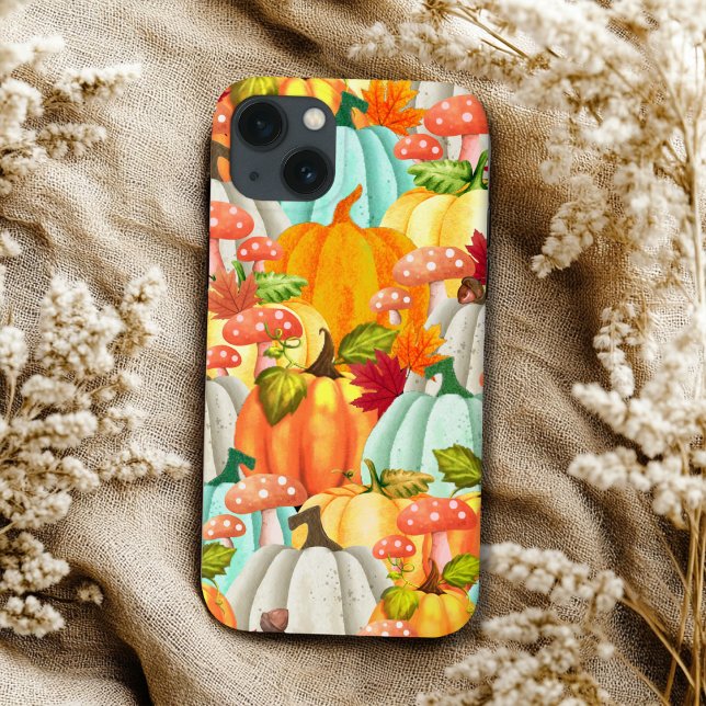 Fun Pumpkins Mushrooms And Fall Leaves Case-Mate iPhone Case (Creator Uploaded)