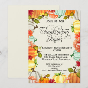Fun Pumpkins Thanksgiving Dinner Invitation