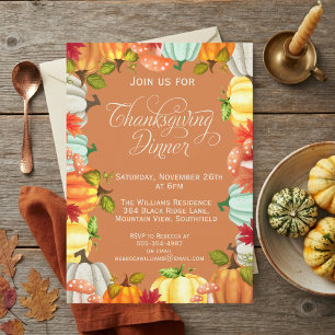 Fun Pumpkins Thanksgiving Dinner Invitation