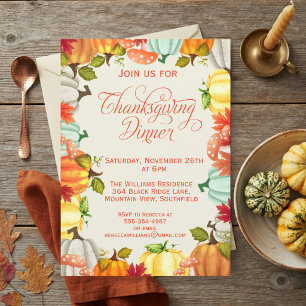 Fun Pumpkins Thanksgiving Dinner Invitation