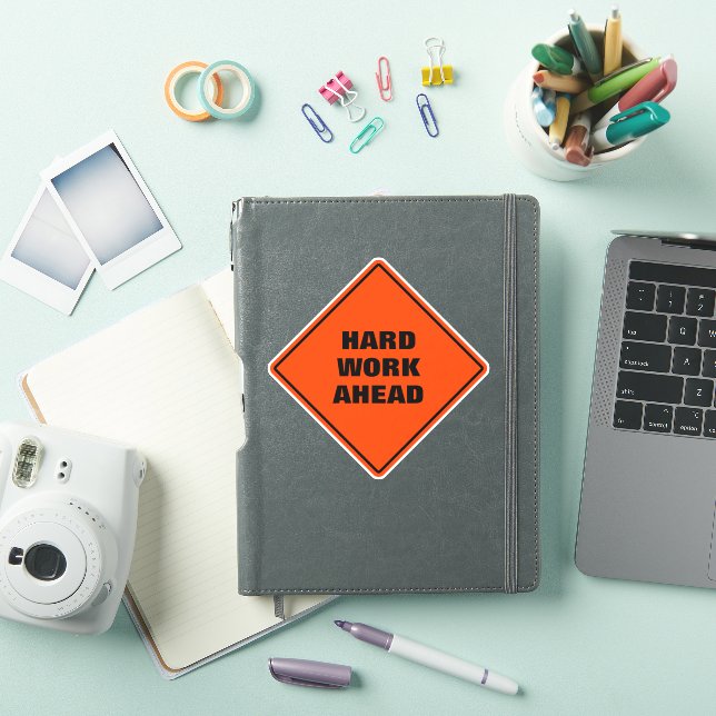 Fun pun orange hard work ahead alert road sig (iPad Cover)