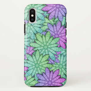 Fun Purple and Green Flowers Case-Mate iPhone Case