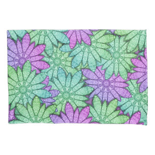 Fun Purple and Green Flowers Pillowcase