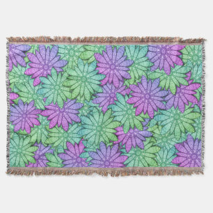 Fun Purple and Green Flowers Throw Blanket