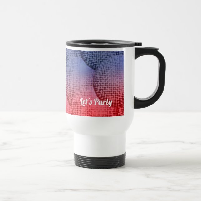 Fun Purple and Red Disco Balls Pattern Travel Mug (Right)