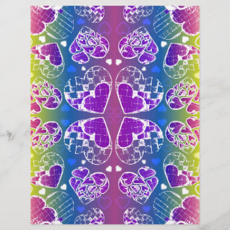 Fun Purple, blue, yellow Whimsical Hearts pattern