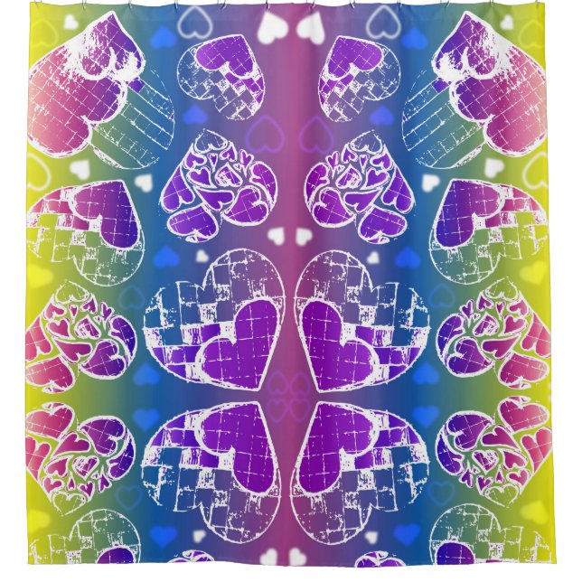 Fun Purple, blue, yellow Whimsical Hearts pattern (Front)
