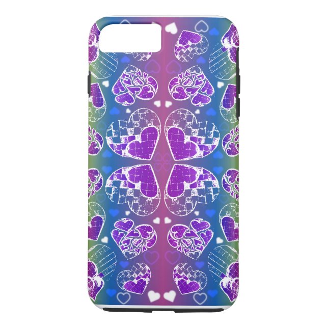Fun Purple, blue, yellow Whimsical Hearts pattern Case-Mate iPhone Case (Back)