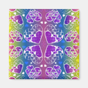 Fun Purple, blue, yellow Whimsical Hearts pattern Magnet