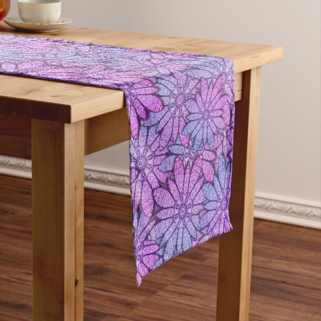 Fun Purple Flowers Long Table Runner (In Situ)