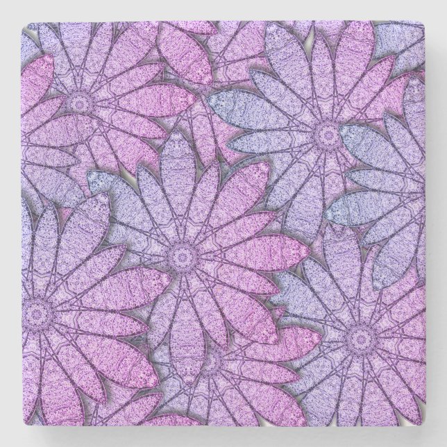 Fun Purple Flowers Stone Coaster (Front)