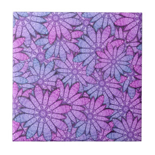 Fun Purple Flowers Tile