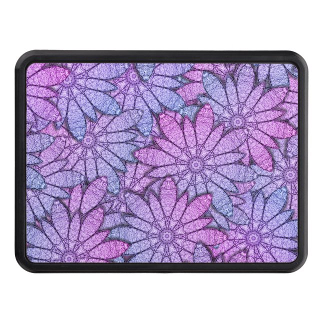 Fun Purple Flowers Trailer Hitch Cover (Front)