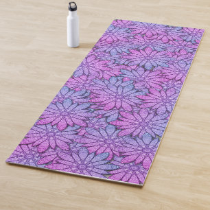 Fun Purple Flowers Yoga Mat