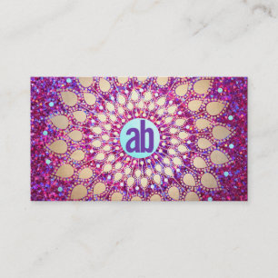 Fun Purple Glitter Festive Monogram Business Card
