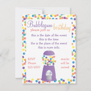 Fun Purple Gumball Machine Invitation