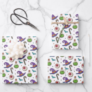 Fun Purple Halloween,Green Magic Witchy Bottle Wrapping Paper Sheet