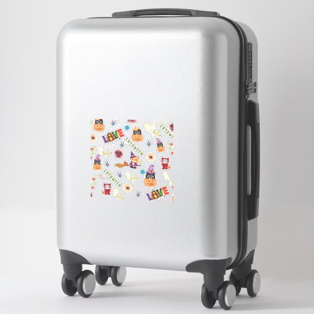 Fun Purple Hat Catoween, Cute Orange Pumpkin (Suitcase)