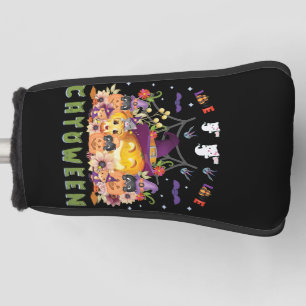 Fun Purple Hat Catoween, Cute Orange Pumpkin Golf Head Cover