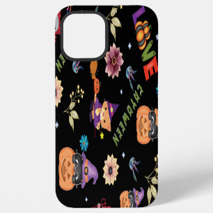 Fun Purple Hat Catoween, Cute Orange Pumpkin iPhone 12 Pro Max Case