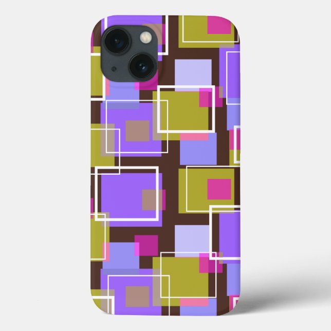 Fun Purple Mod Retro Cubes Pattern Phone Case (Back)