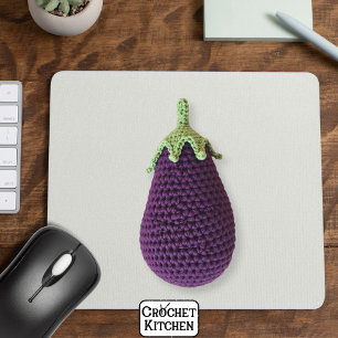 Fun Purple Modern Minimal Crochet Eggplant   Mouse Pad