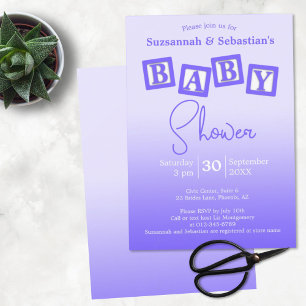 Fun Purple Ombre BABY Blocks Shower Invitation