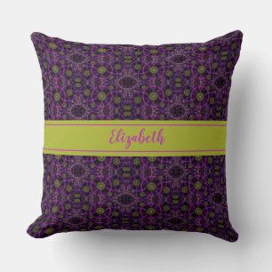Fun Purple Pattern Monogrammed Throw Pillow