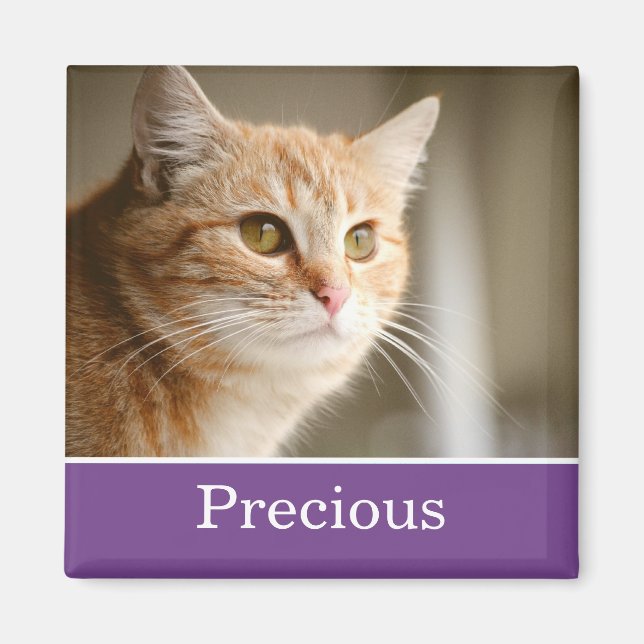 Fun Purple Personalized Pet Photo Magnet (Front)