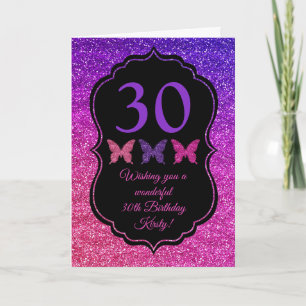 Fun Purple Pink Glitter Sparkle Birthday Card