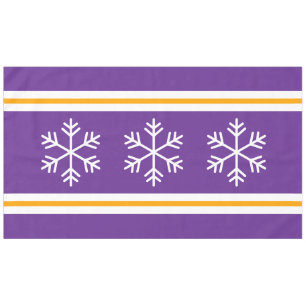 Fun Purple Triple White Nordic Snowflakes Stripes Tablecloth