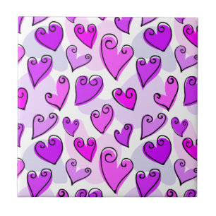 Fun Purple Valentine's hearts Tile